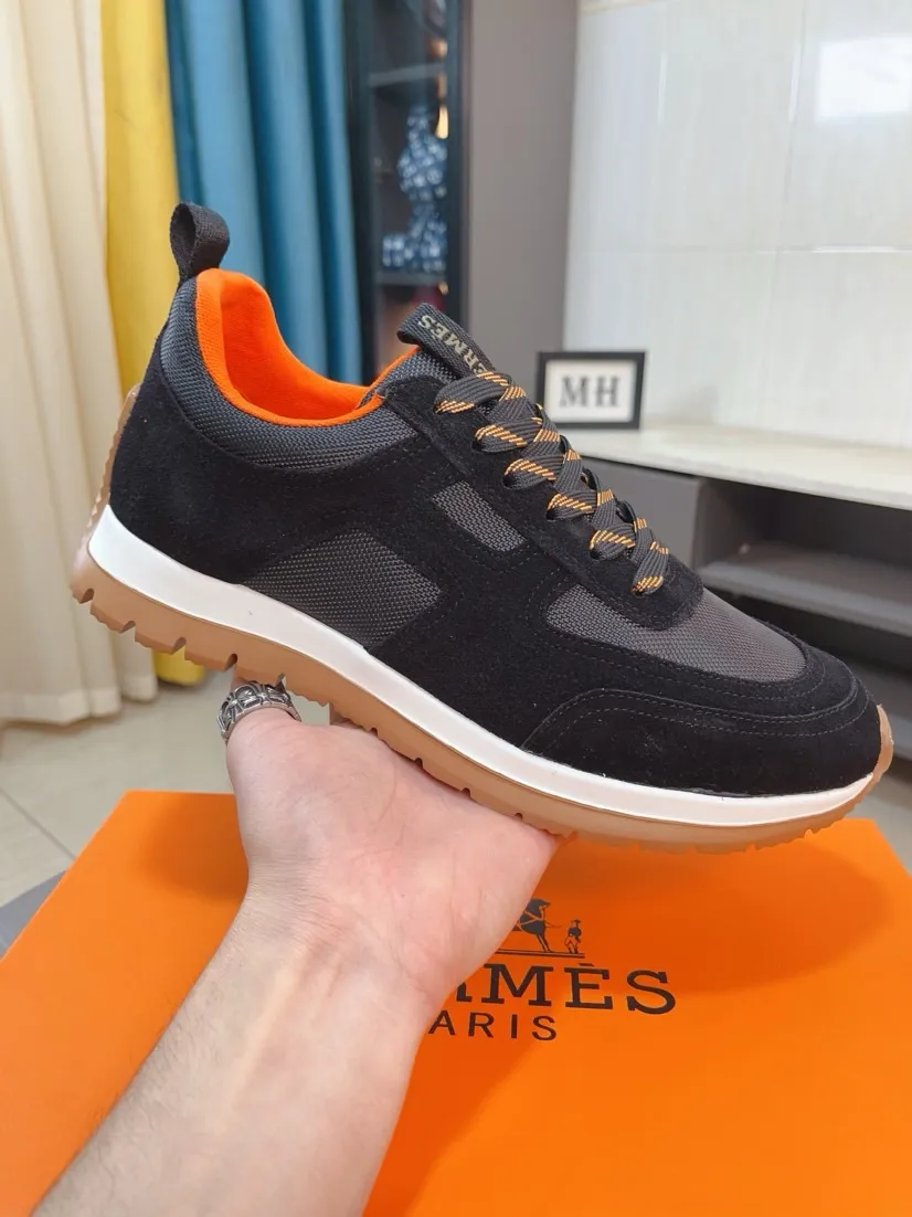 Men's shoes 💰440🌸🌸[HERMES] Hermès sneakers, the upper is made of calfskin and mesh, imported materials, full of texture, the lightweight sole is decorated with contrasting patterns, creating a versatile fashion style. Size: 38-44